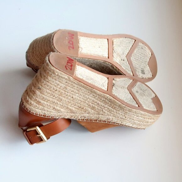 Marc Fisher Adalyn Brown Suede & Leather Platform Espadrille Ankle Strap Sandals - Picture 14 of 16